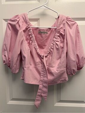 Abercrombie & Fitch Pink Puff Sleeve Top - Size Small